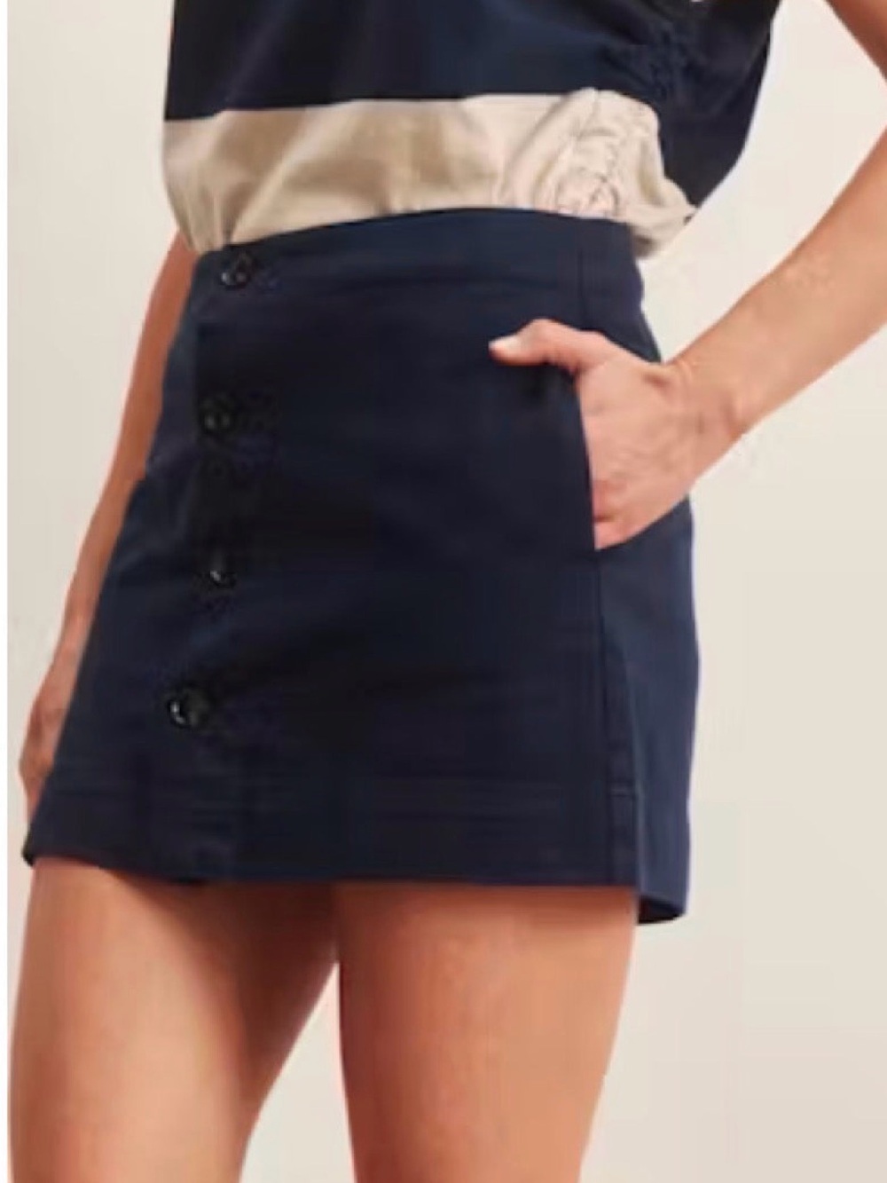Sanctuary Navy Button-Front Mini Skirt